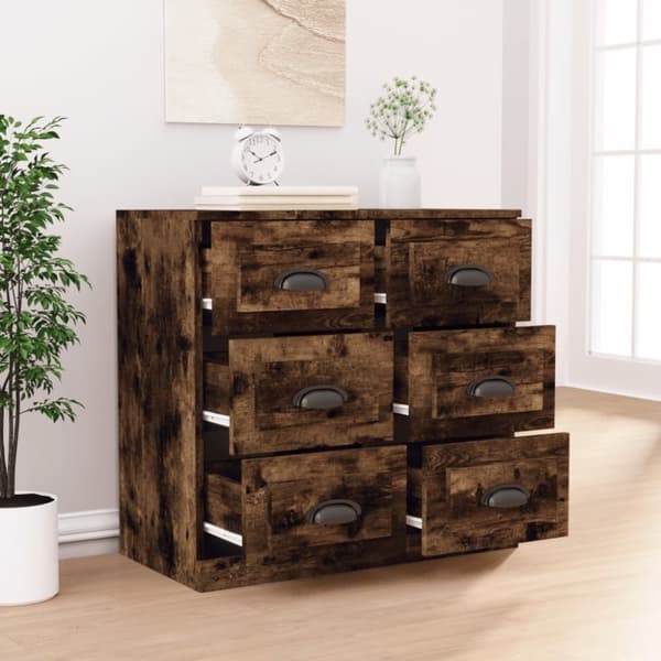 vidaXL Skänk rökfärgad ek 70x35,5x67,5 cm konstruerat trä