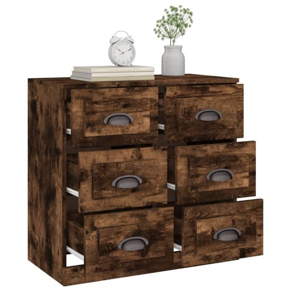 vidaXL Skänk rökfärgad ek 70x35,5x67,5 cm konstruerat trä