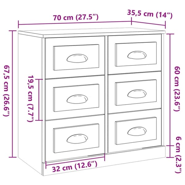 vidaXL Skänk rökfärgad ek 70x35,5x67,5 cm konstruerat trä