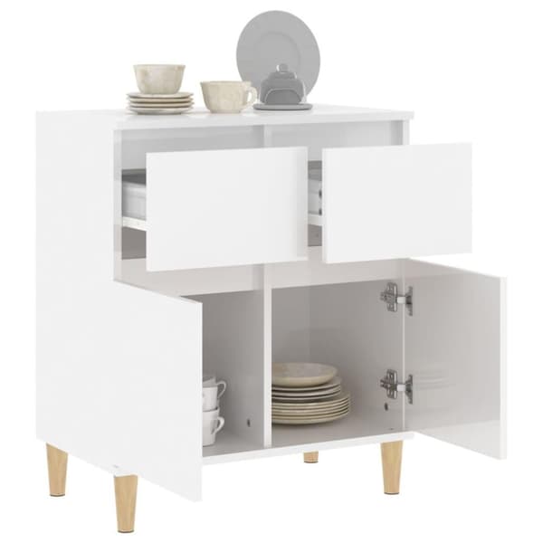 vidaXL Skjenk høyglans hvit 60x35x70 cm konstruert tre