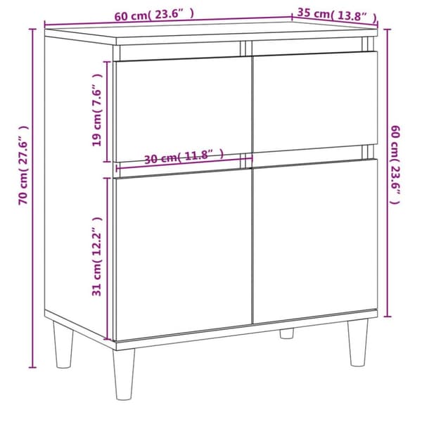 vidaXL Senkki ruskea tammi 60x35x70 cm tekninen puu