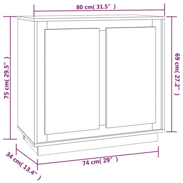vidaXL skænk 80x34x75 cm konstrueret træ hvid
