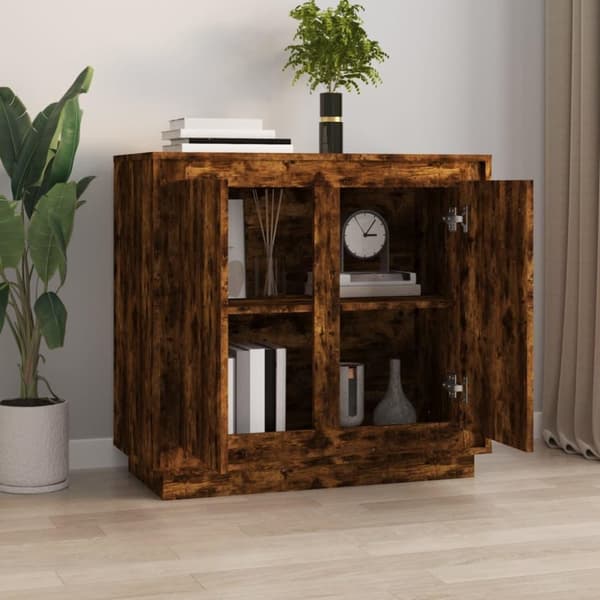vidaXL Skänk rökfärgad ek 80x34x75 cm konstruerat trä
