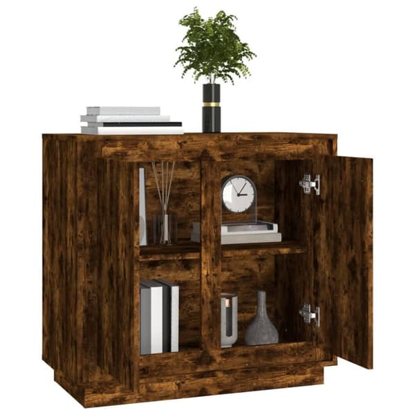 vidaXL Skänk rökfärgad ek 80x34x75 cm konstruerat trä