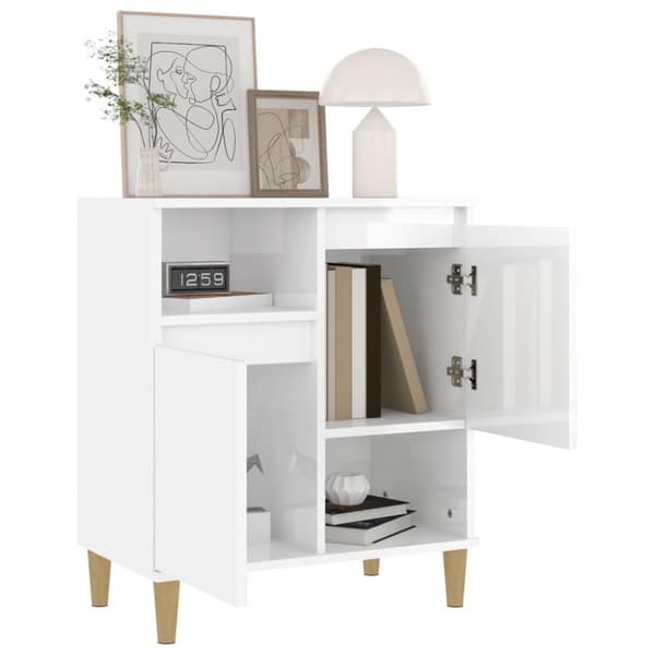 vidaXL skænk 60x35x70 cm konstrueret træ hvid højglans