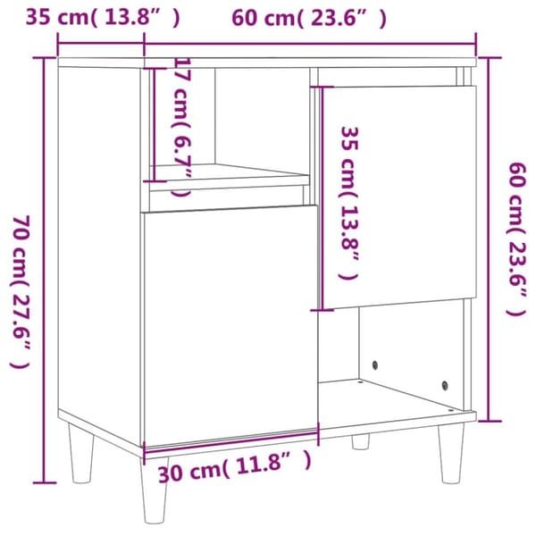 vidaXL skænk 60x35x70 cm konstrueret træ hvid højglans