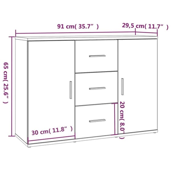 vidaXL Skänk vit 91x29,5x65 cm konstruerat trä