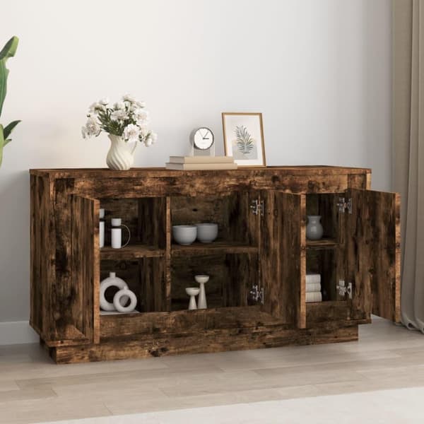 vidaXL Skjenk røkt eik 102x35x55 cm konstruert tre