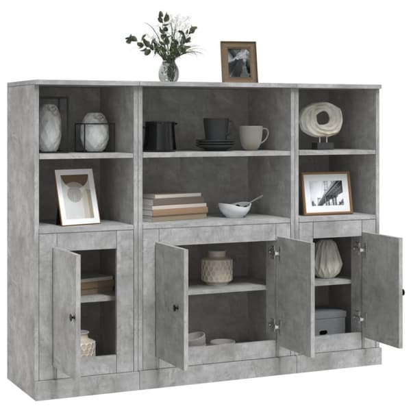 vidaXL Highboards 3 stk betonggrå konstruert tre