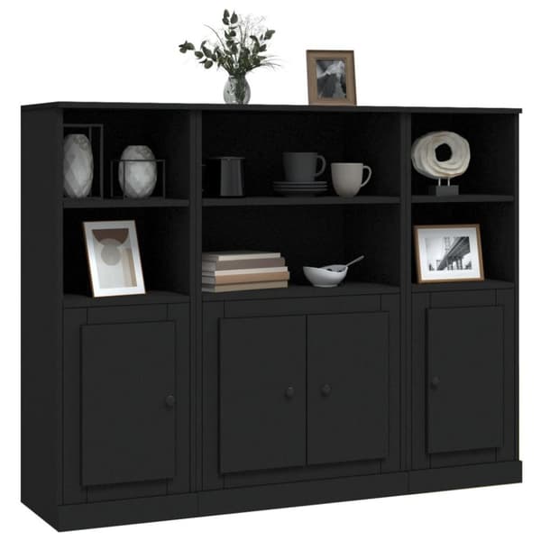 vidaXL Highboards 3 stk svart konstruert tre