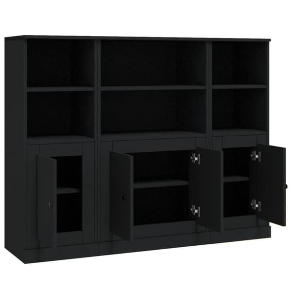vidaXL Highboards 3 stk svart konstruert tre