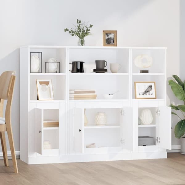 vidaXL Highboards 3 stk hvit konstruert tre