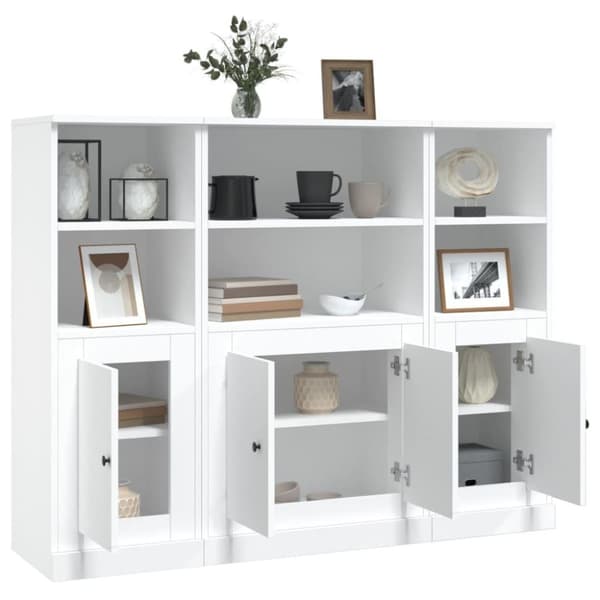 vidaXL Highboards 3 stk hvit konstruert tre