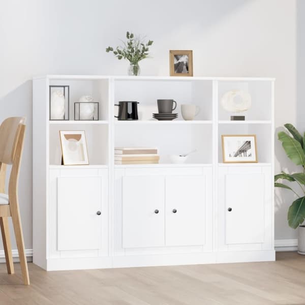 vidaXL Highboards 3 stk hvit konstruert tre