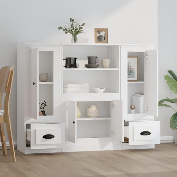 vidaXL Highboards 3 stk hvit konstruert tre
