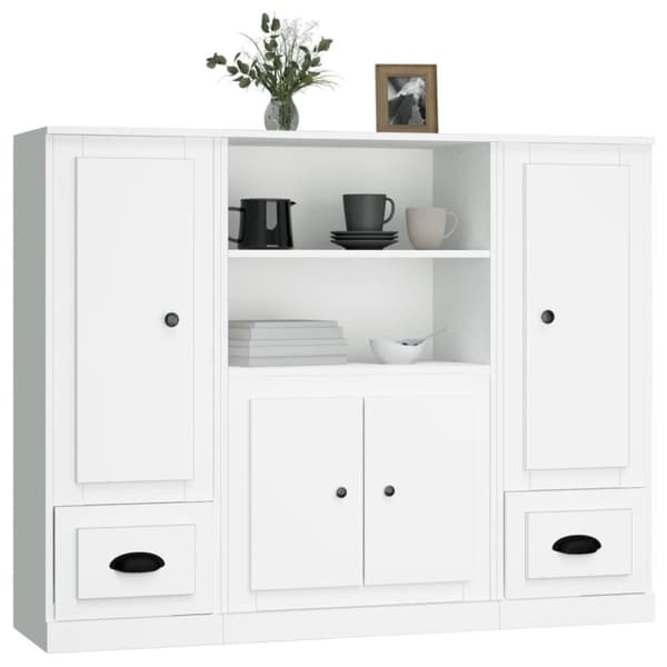 vidaXL Highboards 3 stk hvit konstruert tre