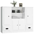 Miniatyrbilde 4 av 9: vidaXL Highboards 3 stk hvit konstruert tre