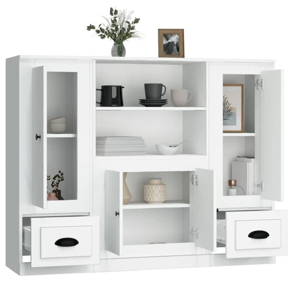 vidaXL Highboards 3 stk hvit konstruert tre