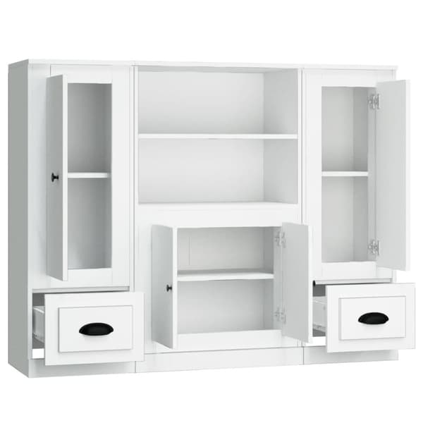 vidaXL Highboards 3 stk hvit konstruert tre