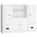 Miniatyrbilde 1 av 9: vidaXL Highboards 3 stk hvit konstruert tre