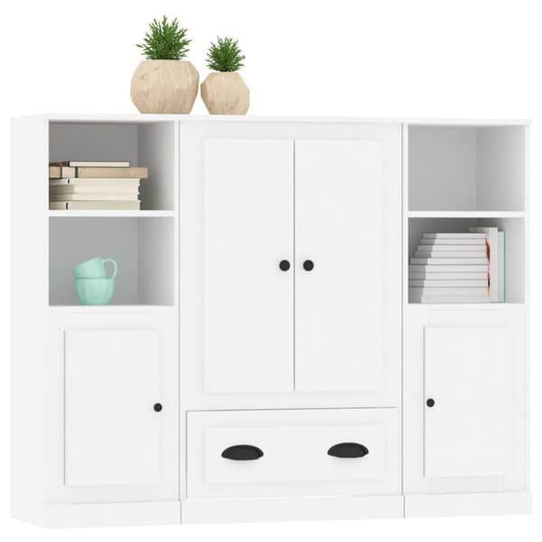 vidaXL Highboards 3 stk hvit konstruert tre