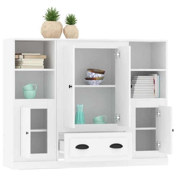 vidaXL Highboards 3 stk hvit konstruert tre