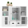 Miniatyrbilde 5 av 9: vidaXL Highboards 3 stk høyglans hvit konstruert tre