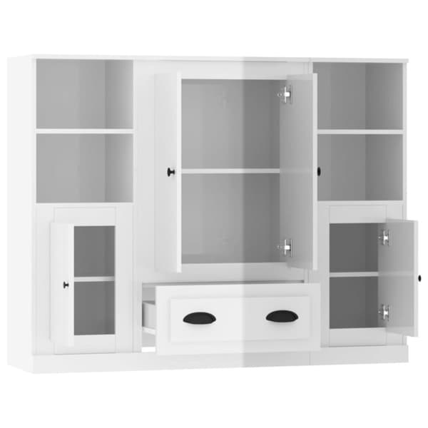 vidaXL Highboards 3 stk høyglans hvit konstruert tre