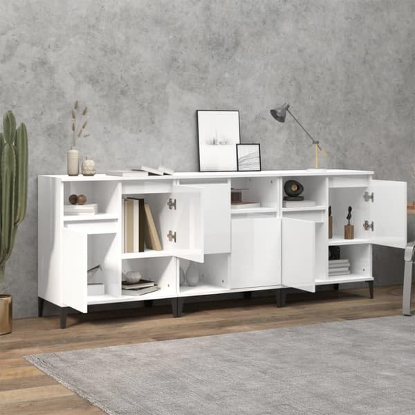 vidaXL Skjenker 3 stk høyglans hvit 60x35x70 cm konstruert tre
