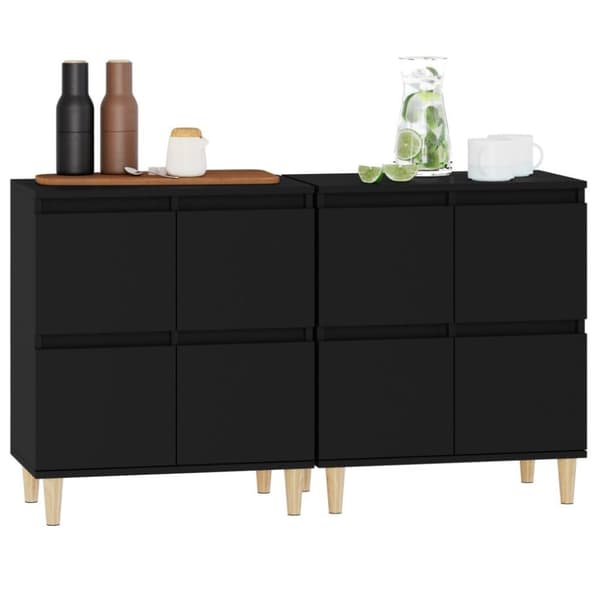 vidaXL Skänk 2 st svart 60x35x70 cm konstruerat trä