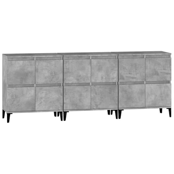 vidaXL Skänk 3 st betonggrå 60x35x70 cm konstruerat trä