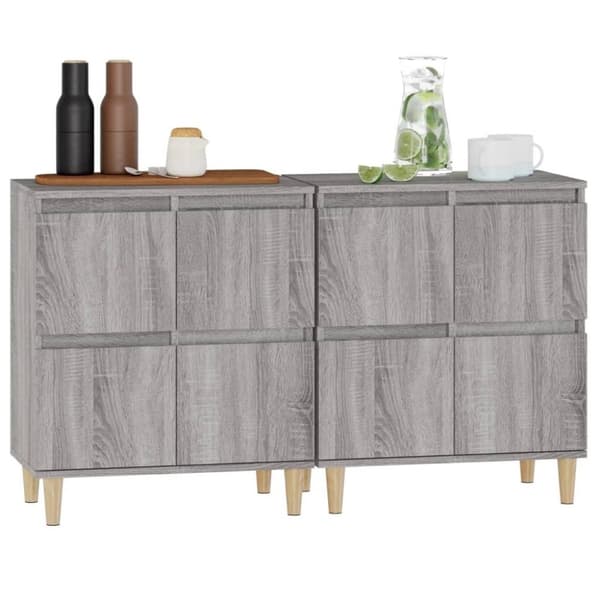 vidaXL skænke 2 stk. 60x35x70 cm konstrueret træ grå sonoma-eg