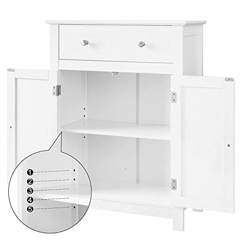 VASAGLE badeværelsesskuffe, køkkenskab i landlig stil, træ, hvid, 60 x 80 x 30 cm (B x H x D), MDF-paneler