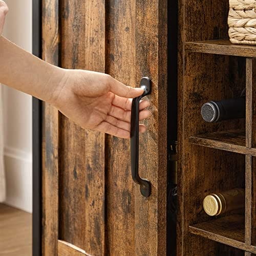Vasagle opbevaringsskab, skænk og buffetbord med vinholder, rustik brun og sort