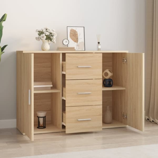 vidaXL Skjenk sonoma eik 91x29,5x65 cm konstruert tre