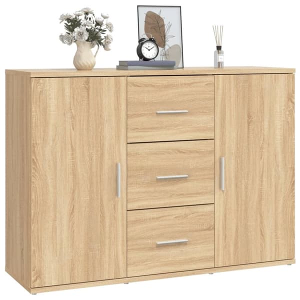 vidaXL Skjenk sonoma eik 91x29,5x65 cm konstruert tre