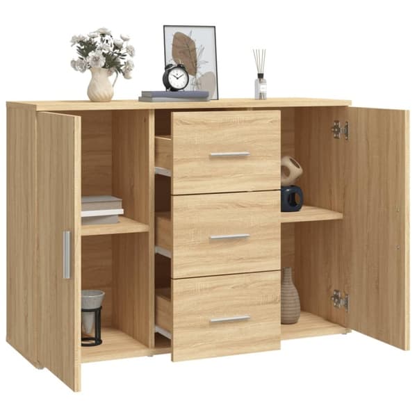 vidaXL Skjenk sonoma eik 91x29,5x65 cm konstruert tre