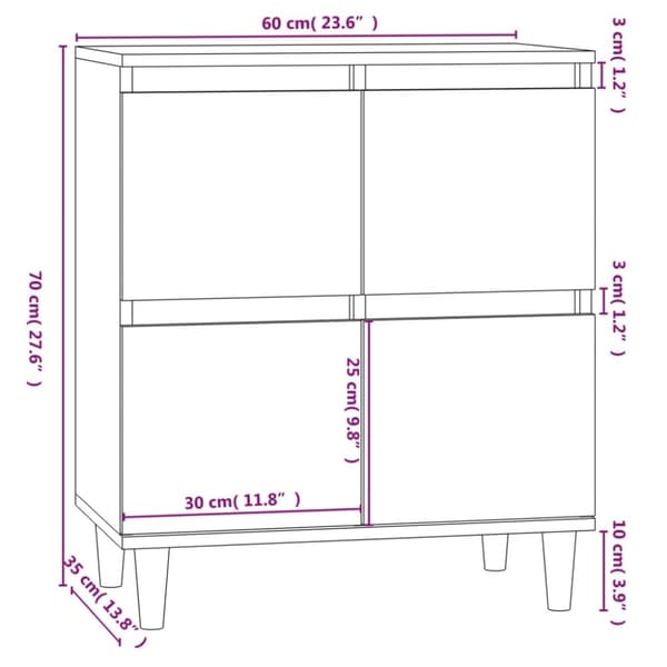 vidaXL skænk 60x35x70 cm konstrueret træ hvid