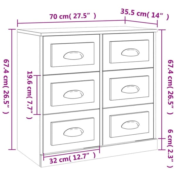 vidaXL Förvaringsskåp vit 70x35,5x67,5 cm konstruerat trä