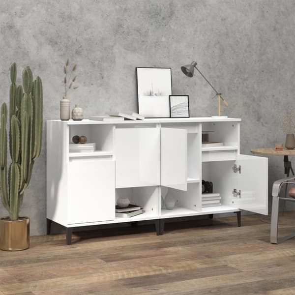 vidaXL Senkit 2 kpl korkeakiilto valkoinen 60x35x70 cm tekninen puu