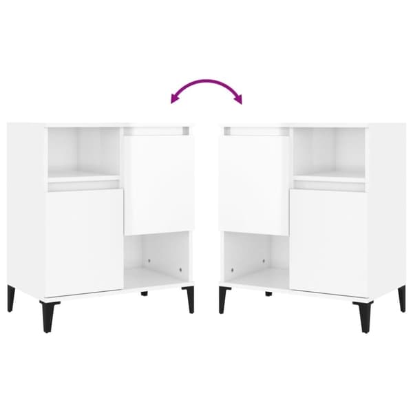 vidaXL Senkit 2 kpl korkeakiilto valkoinen 60x35x70 cm tekninen puu