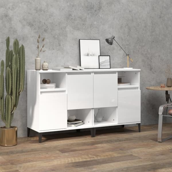 vidaXL Senkit 2 kpl korkeakiilto valkoinen 60x35x70 cm tekninen puu
