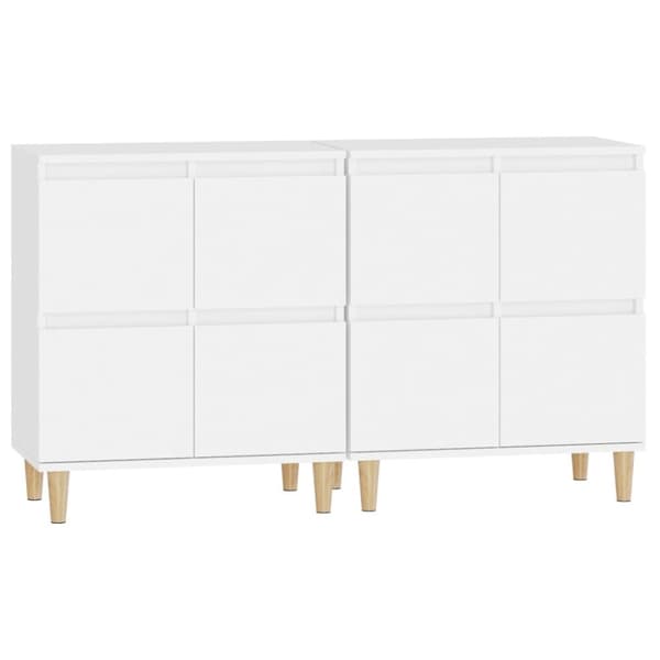 vidaXL Skänk 2 st vit 60x35x70 cm konstruerat trä