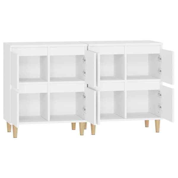 vidaXL Skänk 2 st vit 60x35x70 cm konstruerat trä