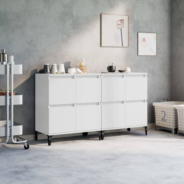 vidaXL skænke 2 stk. 60x35x70 cm konstrueret træ hvid