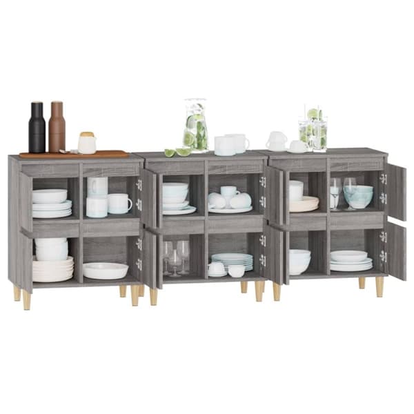vidaXL skænke 3 stk. 60x35x70 cm konstrueret træ grå sonoma-eg