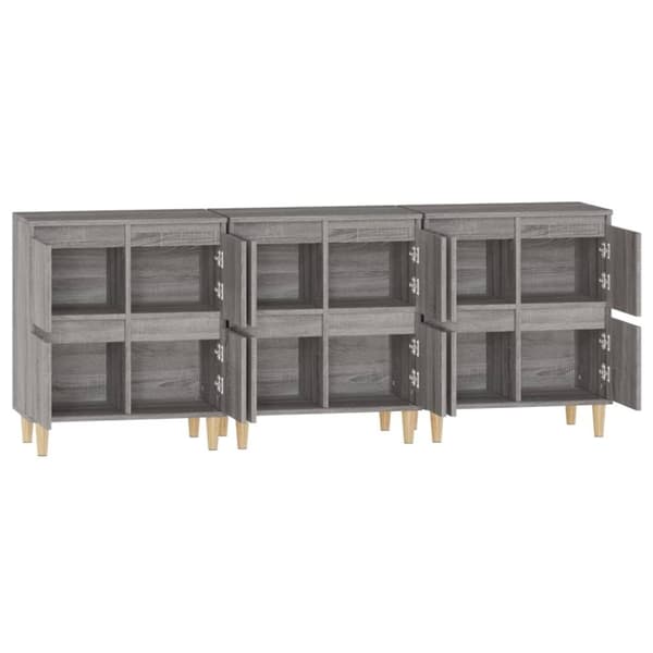 vidaXL skænke 3 stk. 60x35x70 cm konstrueret træ grå sonoma-eg