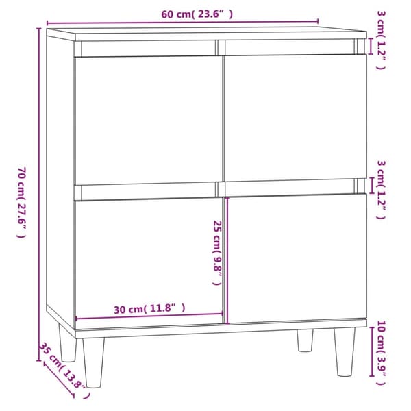 vidaXL skænk 60x35x70 cm konstrueret træ grå sonoma-eg