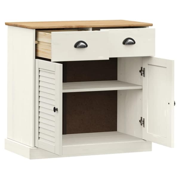 vidaXL Skjenk med skuffer VIGO 78x40x75 cm hvit heltre furu