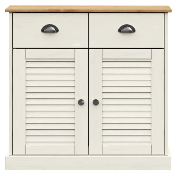 vidaXL Skjenk med skuffer VIGO 78x40x75 cm hvit heltre furu